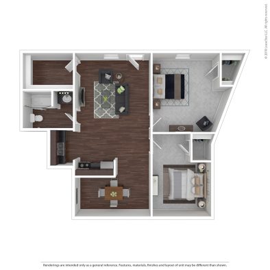 the floor plan of a two bedroom apartment at The Beacon Hill Apartments